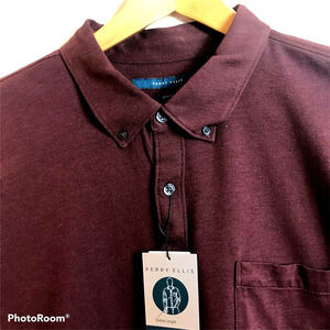 Perry Ellis Mens The Untucked Shirt Moisture Wicking Woven Size XXL Slim Fit $79